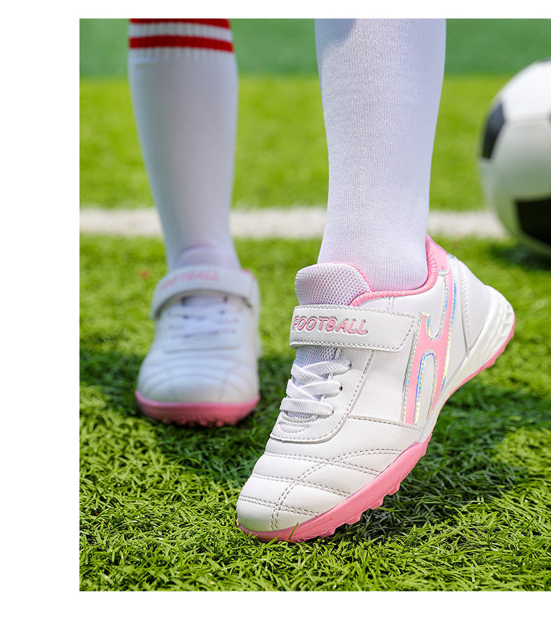 New football shoes for men and women with Velcro for children TF Broken Nail Style Youth Student Grassland Flat Training Shoes