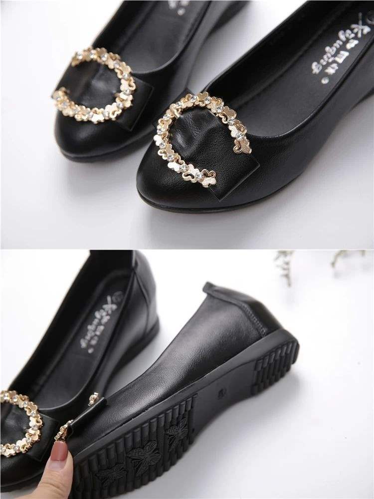 Women's Height-Increasing Flats2025Spring New Non-Slip Flat Shallow Mouth Height-Increasing Shoes Versatile Wedge Mom Shoes