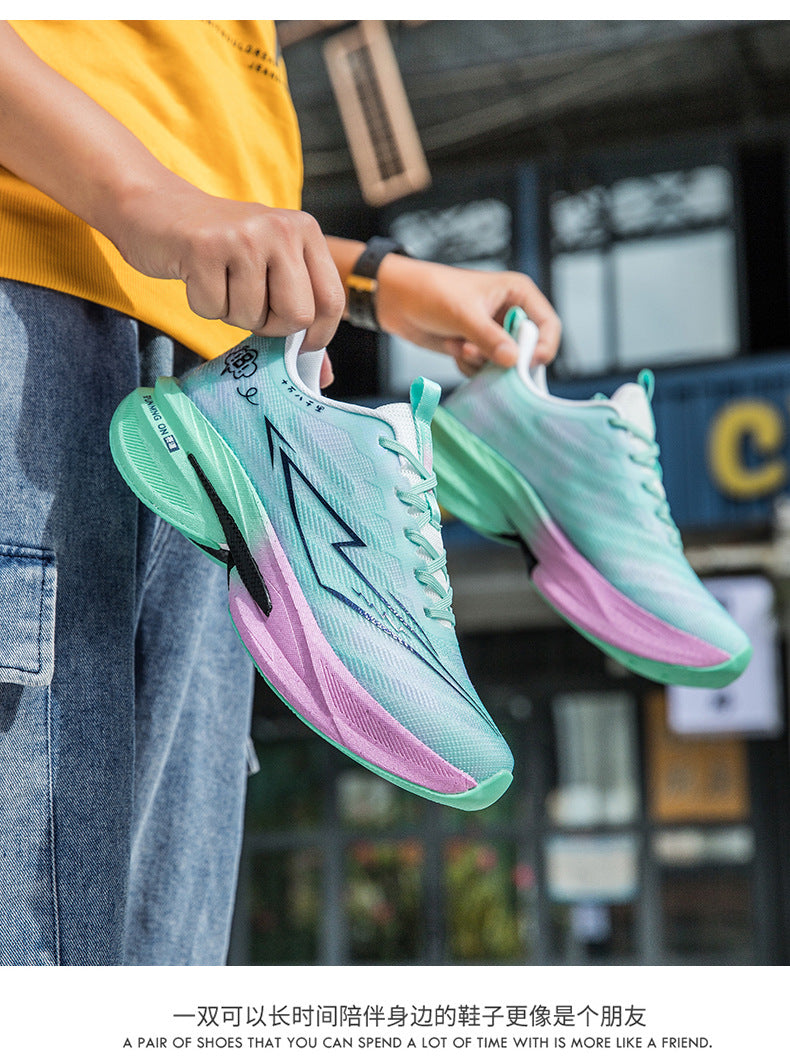 Spring and Summer Rebound Shock Absorption Carbon Plate Support Running Shoes Mesh Breathable Sports Shoes Lightweight Shock Absorption Anti-Slip Running Shoes