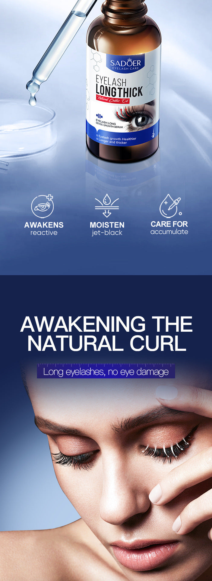 Full English Curling Eyelashes Thick Mascara SADOER Long and Dense Essence Liquid  Wholesale