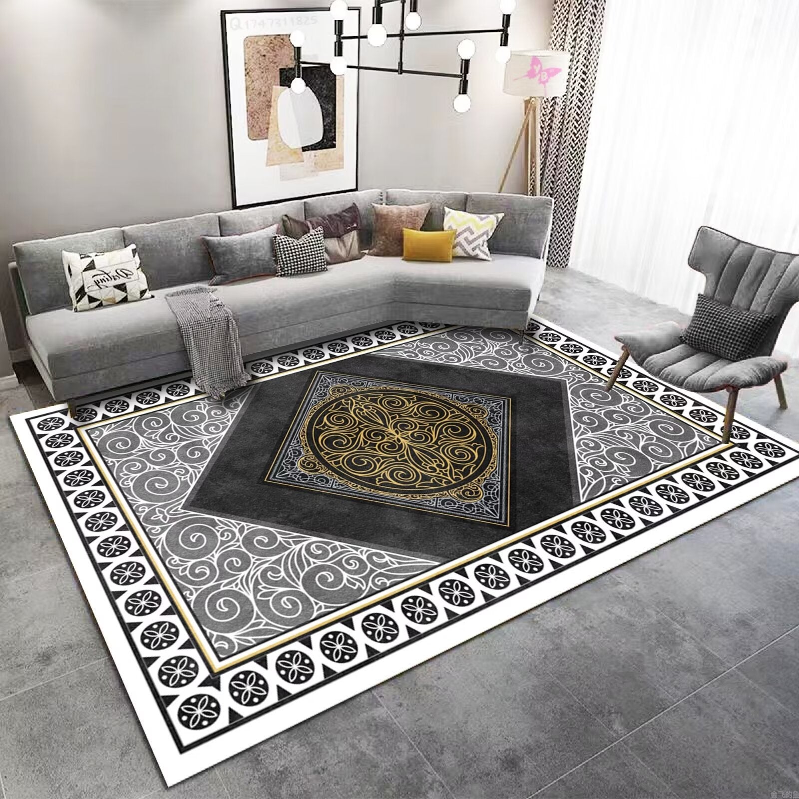 Living Room Carpet Stain-Resistant Easy Care Light Luxury Sofa Coffee Table Rug Home Use All-Season Crystal Velvet Bedside Warm Blanket