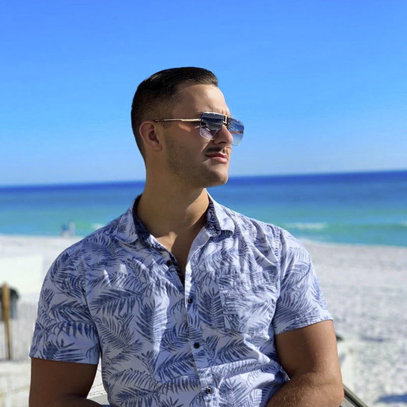 Frameless Sunglasses Men's High-end European and American Fashion New Trendy Glasses Women's Square Frame Sunshade Sunscreen Sunglasses