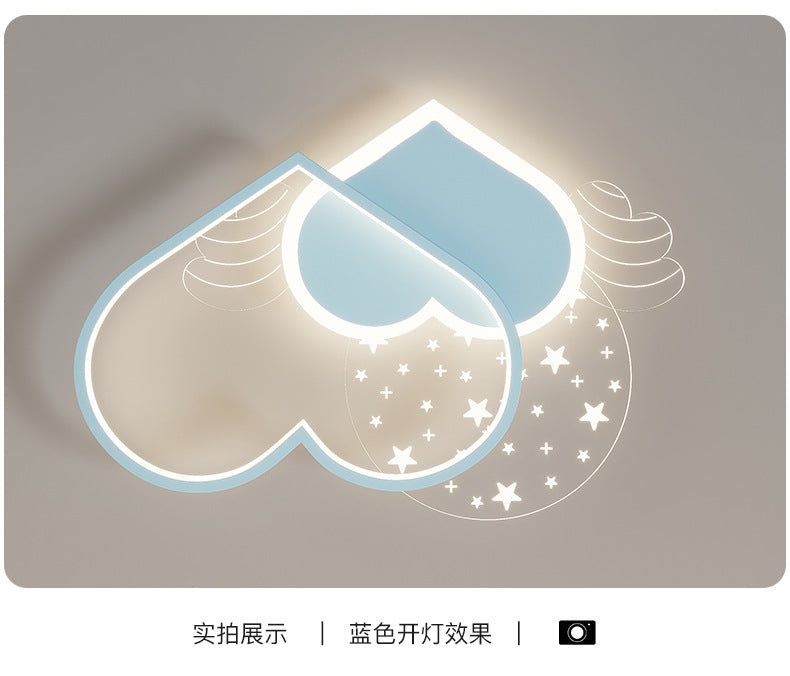 Cozy Eye Protection Bedroom Lamp led Simple Ceiling Light for Boys and Girls Princess Room Bedroom Creative Double Heart Lamp