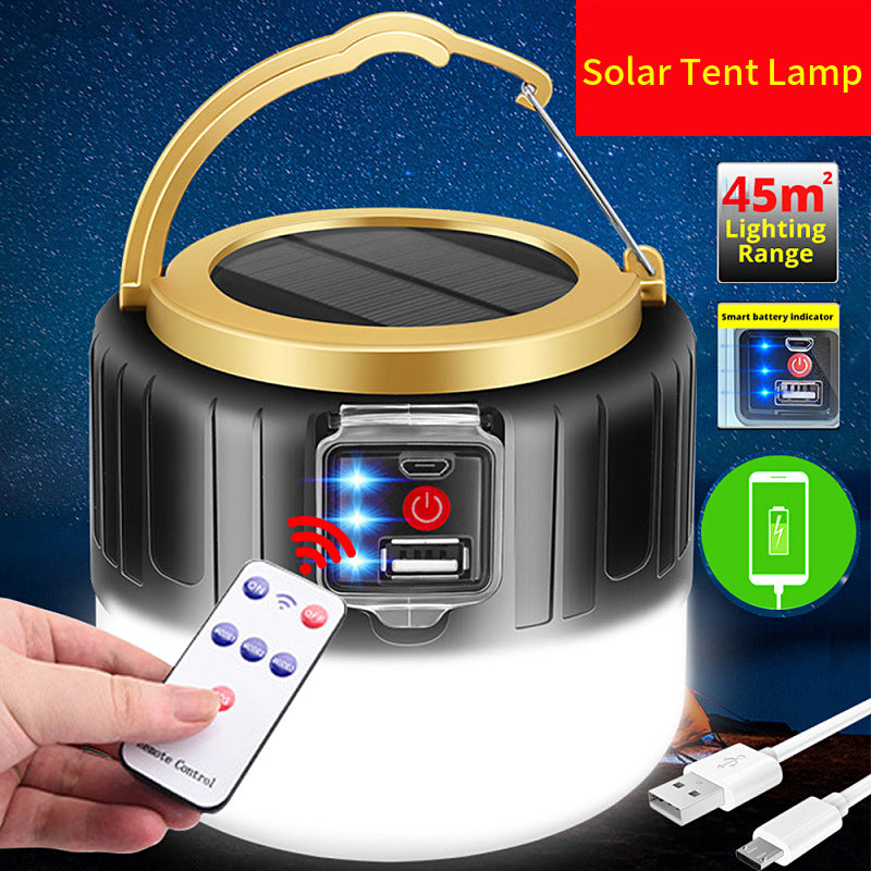 Outdoor Waterproof Solar Tent Light LED Bulb Light Power Outage Emergency Light Night Market USB Rechargeable Mobile Lighting Lamp
