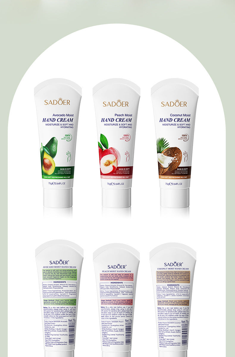 Full English SADOER Fruit Combination Moisturizing Hand Cream Hydrating Autumn and Winter Hand Cream  Foreign Trade Wholesale