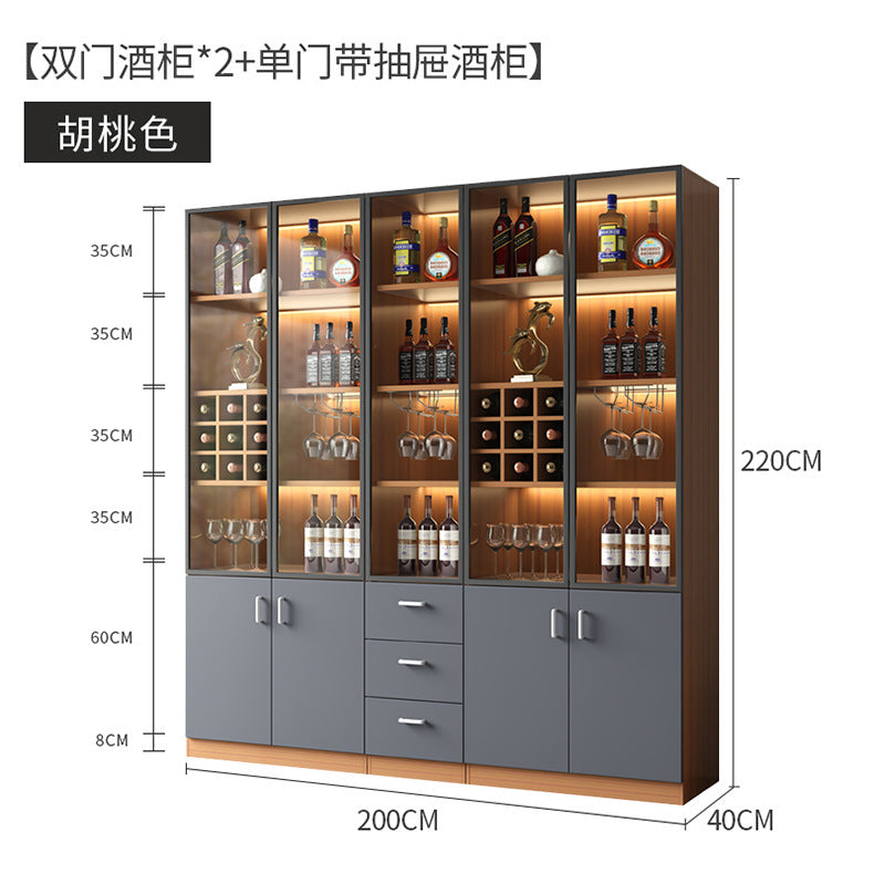Glass Wine Cabinet for Living Room, Wall-Mounted, Modern Minimalist, Light Luxury, Double-Door Wine Cabinet, Home Dining Side Cabinet, High-End Display Storage Cabinet
