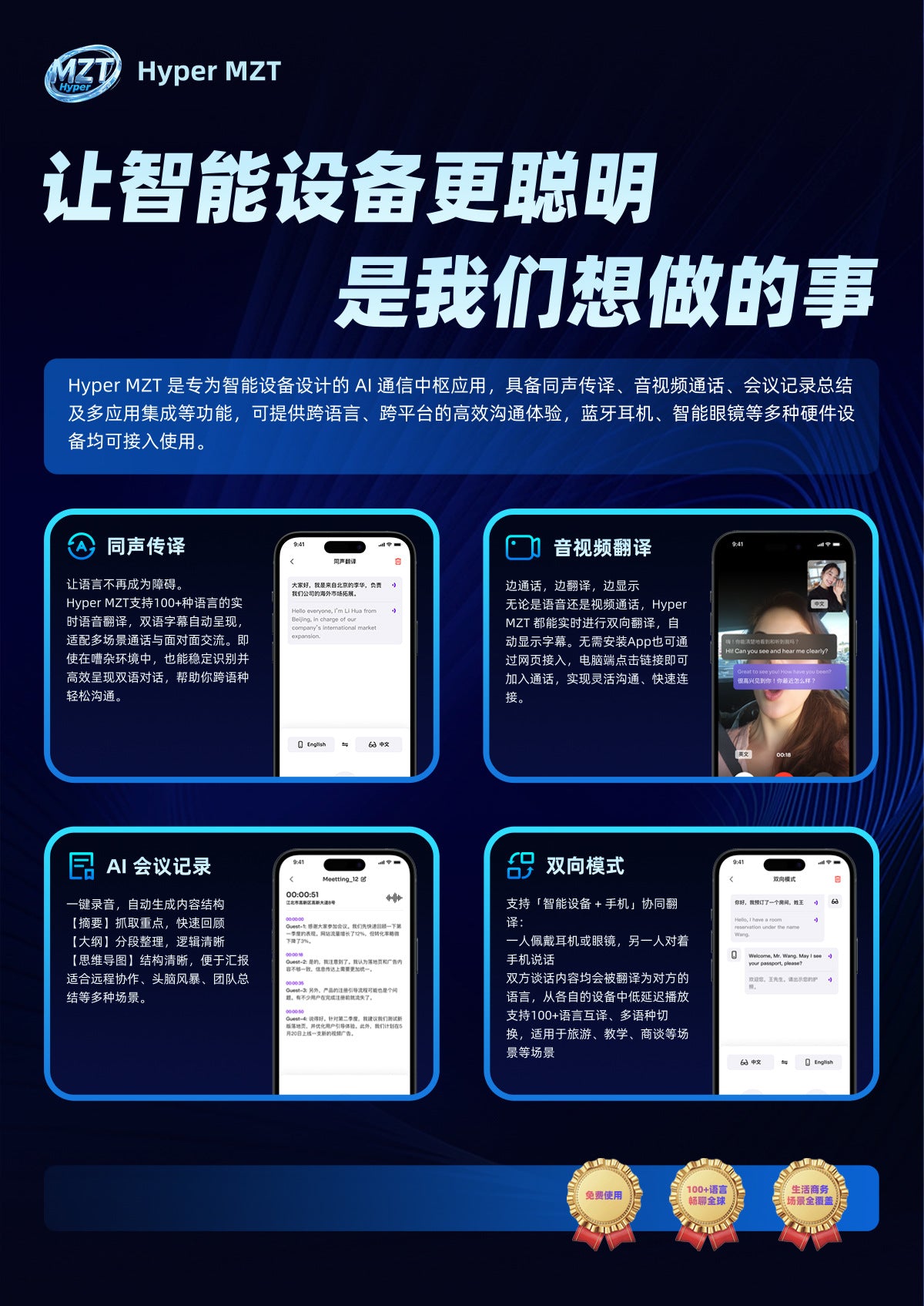 Intelligent Color Changing AI Bluetooth glasses for men and women, anti-blue light, translation, phone calls, music listening, remote control, photography sunglasses