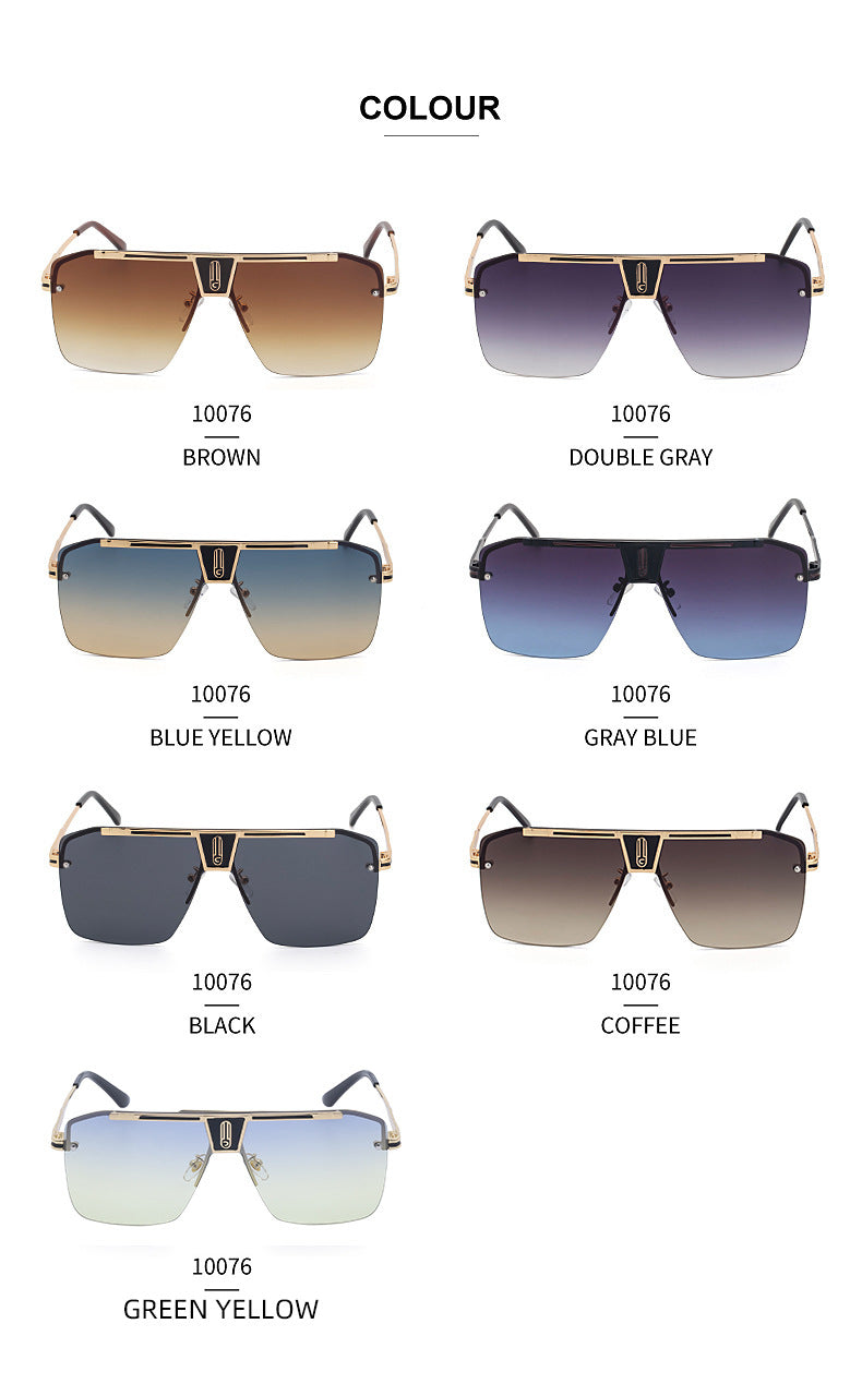 New Large Frame Sunglasses Men's Trendy Cool Fashion Street Style Square Frame Sunglasses Retro Rimless Glasses sunglasses