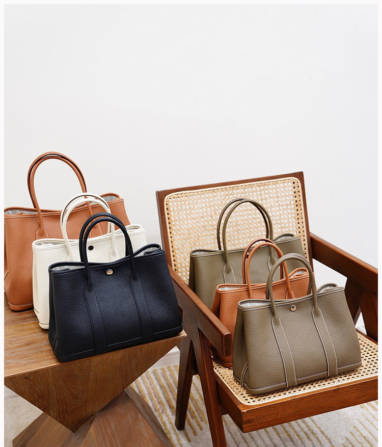 Garden Bag Summer High-End Feel Guangzhou First Layer Cowhide Women's Bag Genuine Leather Tote Bag Large Capacity Commuter Handbag