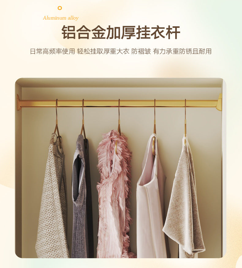 E0European Pine Board Warm White Sliding Door Wardrobe Desk Integrated Set Cream Style Bedroom Home Solid Wood Large Wardrobe