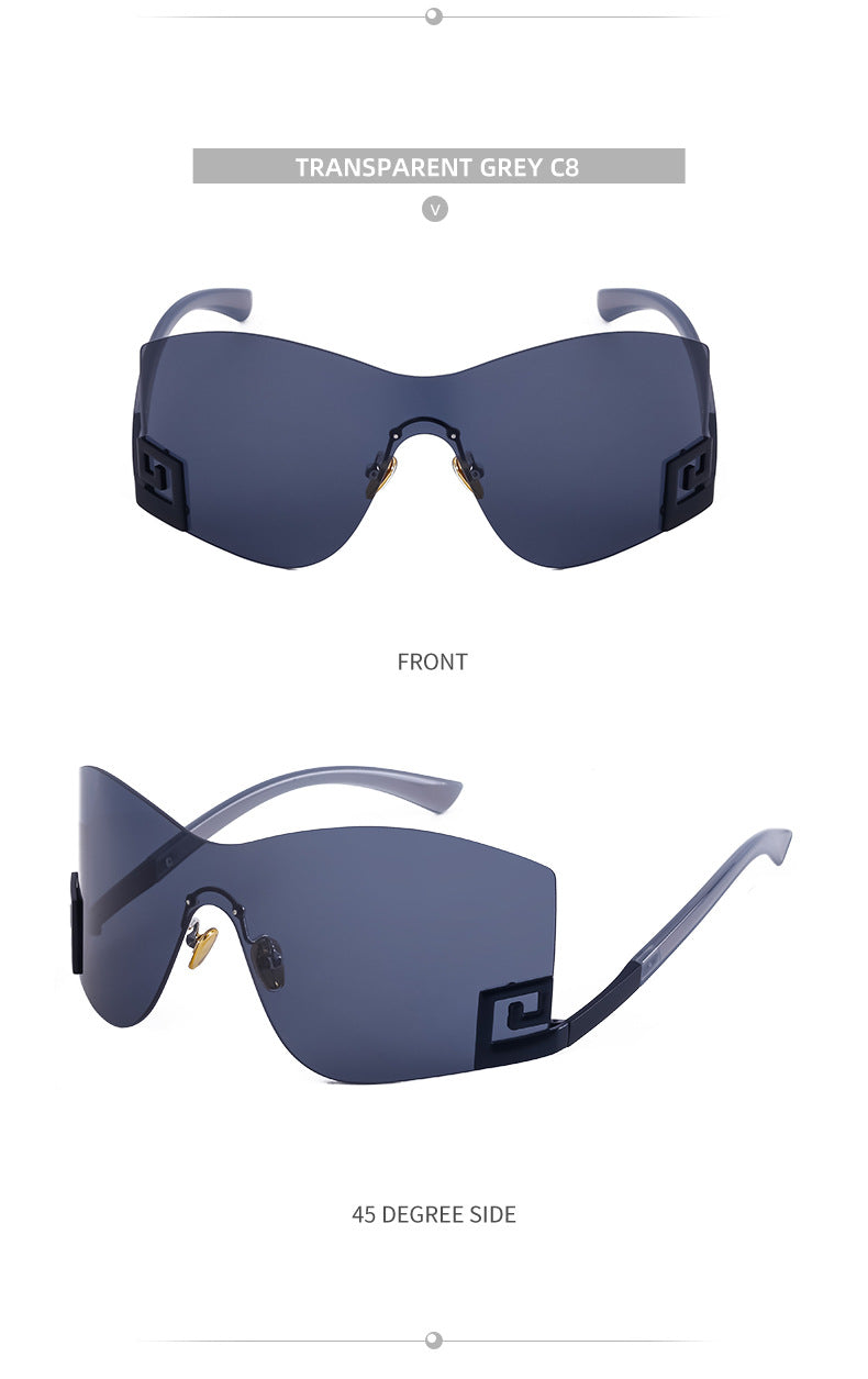 European and American Fashion Frameless Windproof Sunglasses for Women Trendy Large Frame Sunglasses Women's Glasses Wholesale sunglasses