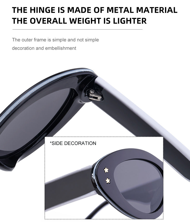 New Wide Mirror Leg Cat Eye Sunglasses for Women, European and American Fashion, High-End Feel Sunglasses sunglasses
