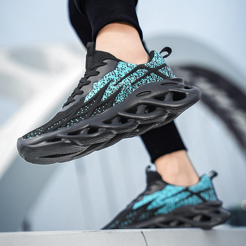 Summer Flyknit Breathable Running Shoes Braided Sole Casual Sports Shoes Men's Lightweight Trendy Shoes Professional Racing Running Shoes