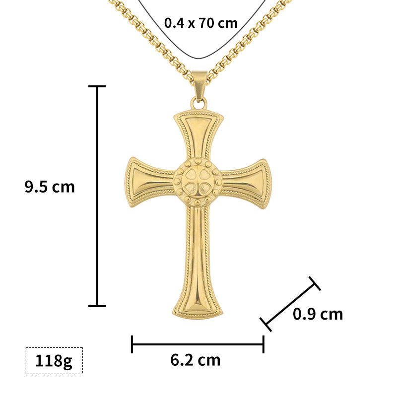 Source Simple Cross Electroplated gold Stainless Steel Men's Pendant Titanium Steel Necklace Accessories Factory Wholesale