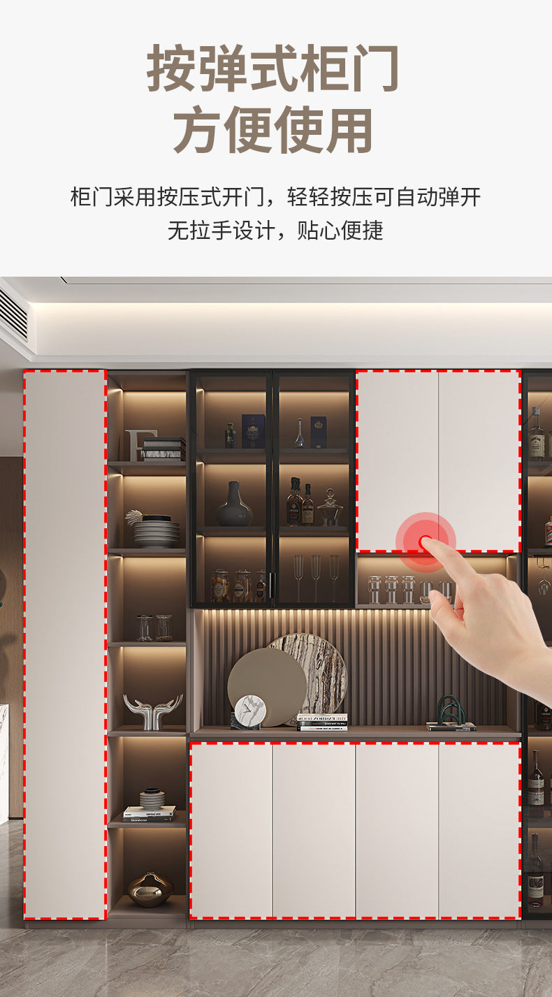 Modern Minimalist Home Living Room Sideboard Wine Cabinet Integrated Wall Cabinet Floor-standing Wall-mounted Storage Cabinet Glass Wine Cabinet Customization