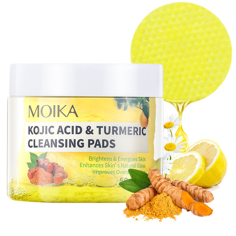 In Stock Turmeric Kojic Acid Cleansing Pads Exfoliating Cleansing Cotton Pads Skincare Wholesale