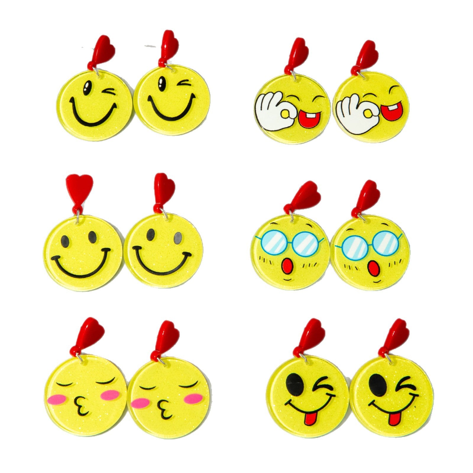 European and American Ornament Cartoon Round Smiley Yellow Earrings Cute and Unique earrings Jewelry Wholesale