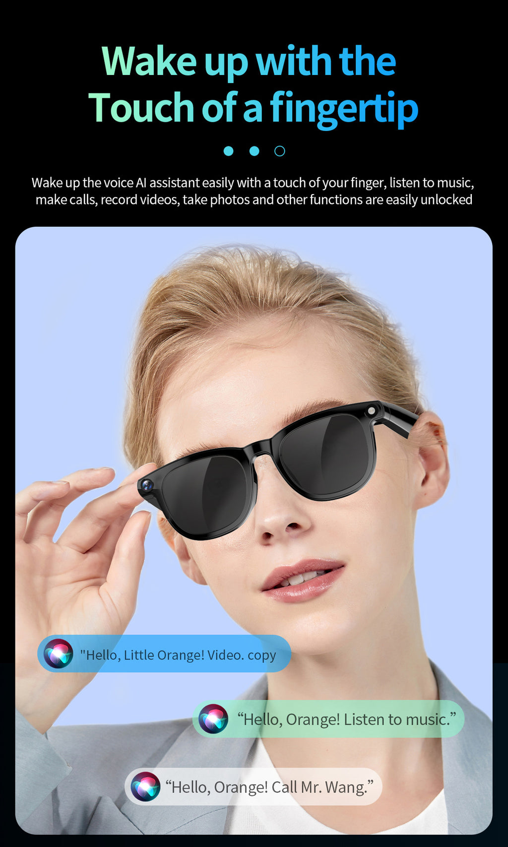 CY01Smart Glasses800100 Megapixel Camera with Image Stabilization1200P Video Recording AI Simultaneous Translation Character Recognition