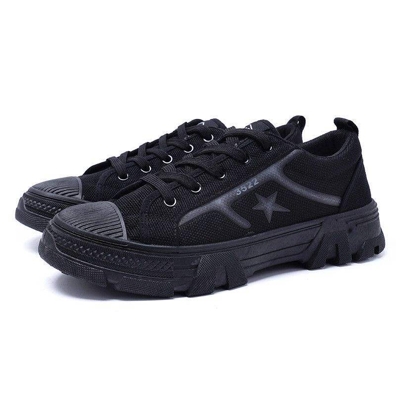 New Five-Star Liberation Shoes for Men, Non-Slip, Wear-Resistant, Suitable for Construction Sites, Military Training, Labor Protection, Low-Cut Canvas, Breathable, Odor-Resistant Rubber Shoes