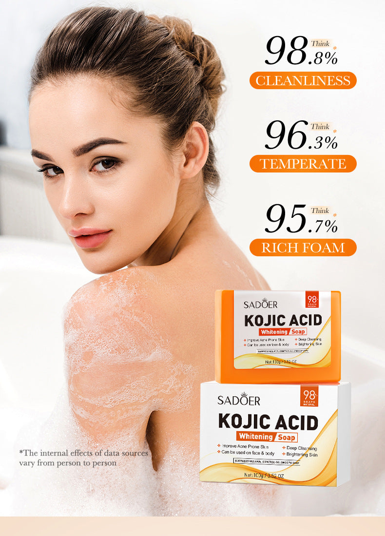 Full English Kojic Acid Whitening Soap100g SADOER Clean Bathing Facial Soap Handmade Soap  Wholesale