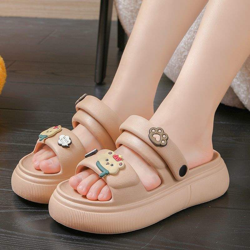 Thick Bottom eva Women's Summer New Indoor Slippers ins Cute Bowknot Sandals Non-Slip Height Increasing Outdoor Fashion