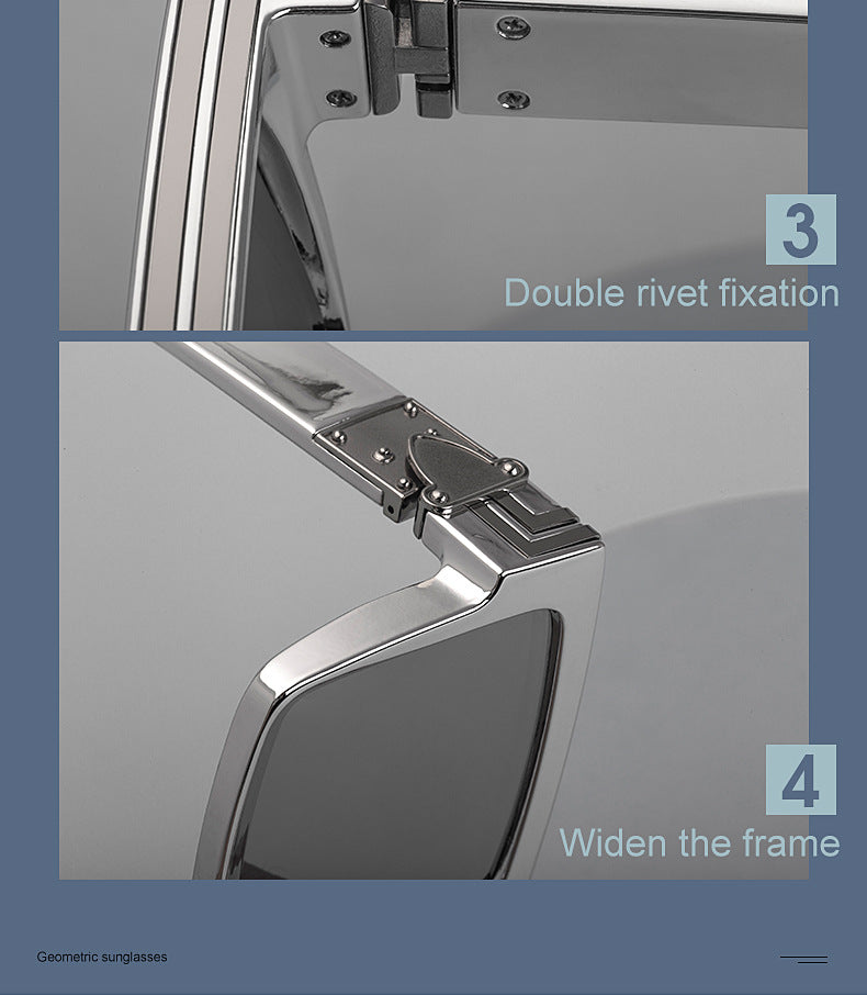 millionaire Large Square Frame Sunglasses for Women, Internet Celebrity Style, 0k Rich Driving Sun Protection Sunglasses for Men86229