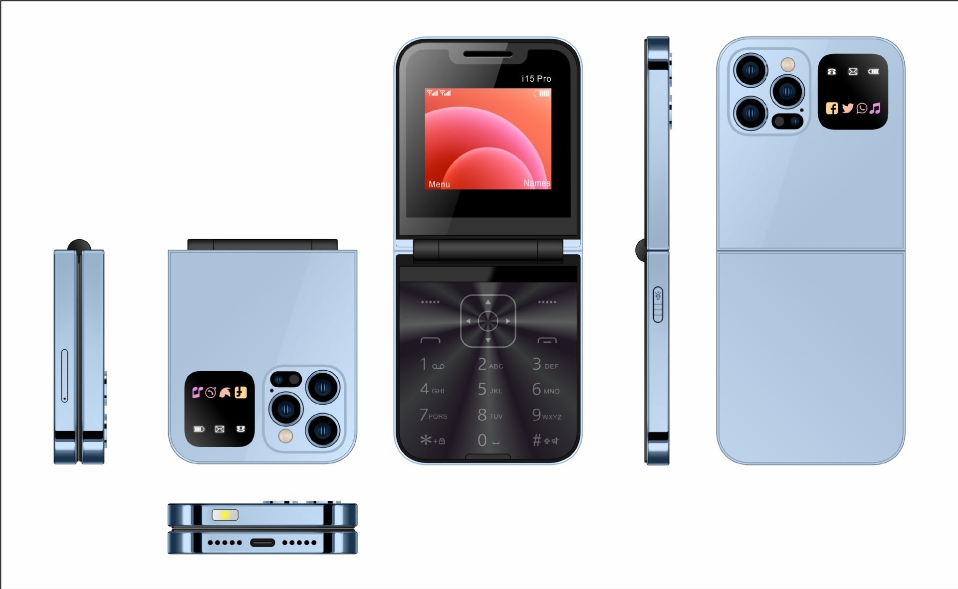 Mobile Phone i15 pro Dual SIM Non-Smartphone Flip Phone Button Elderly Phone2G Mobile Phone