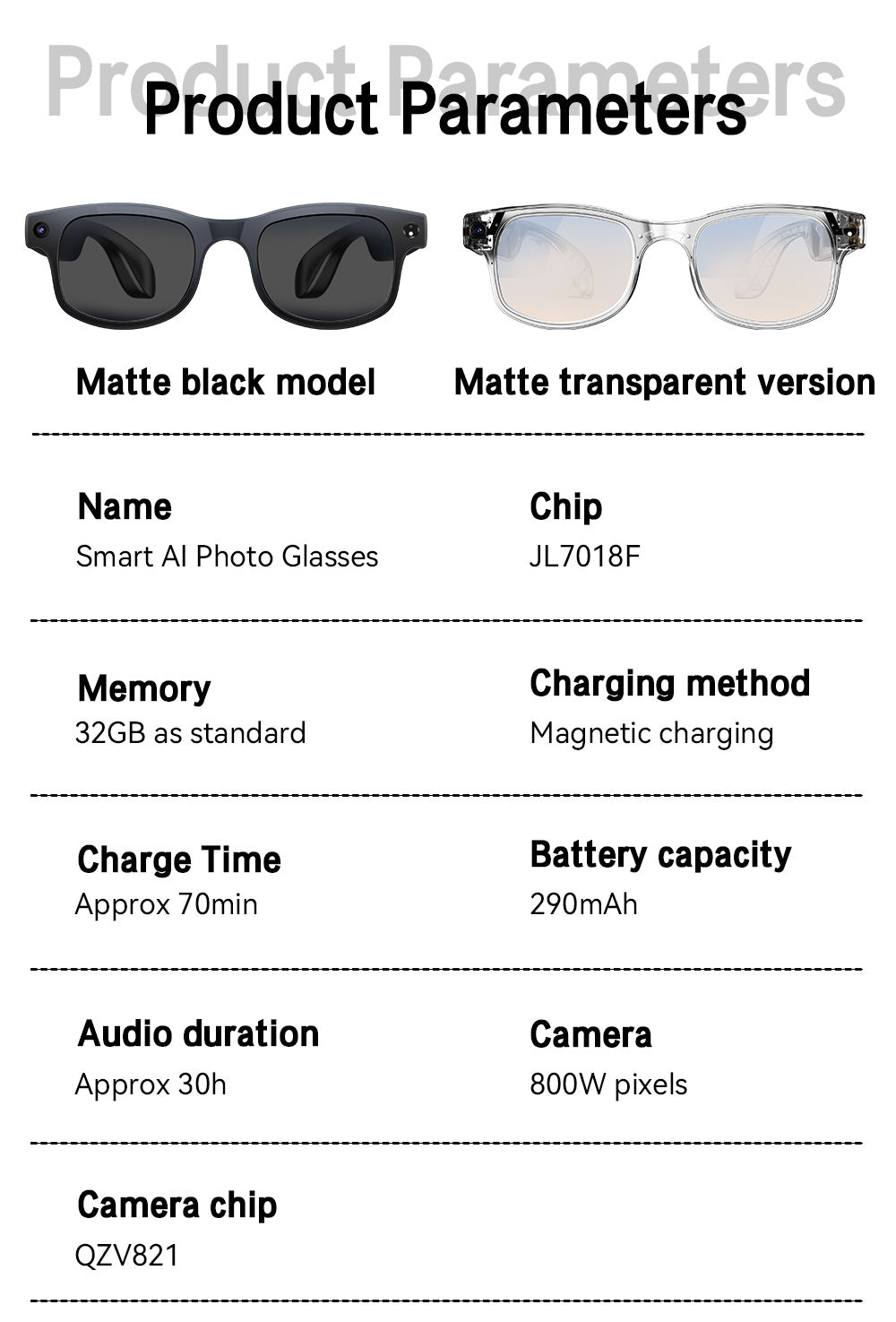 AIMB-G2Smart Glasses800100 Megapixel Camera Ai Translation Character Recognition1200P Anti-Shake Video Recording