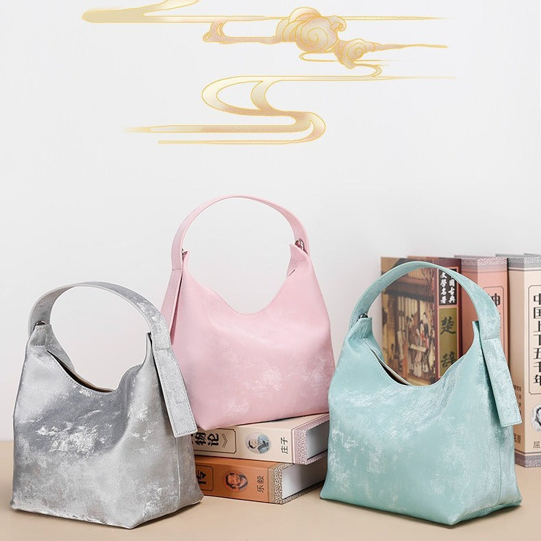New Chinese Style National Style Satin Lunch Box Bag Niche Satin Gradient Handbag Crossbody Bag Versatile Women's Bag