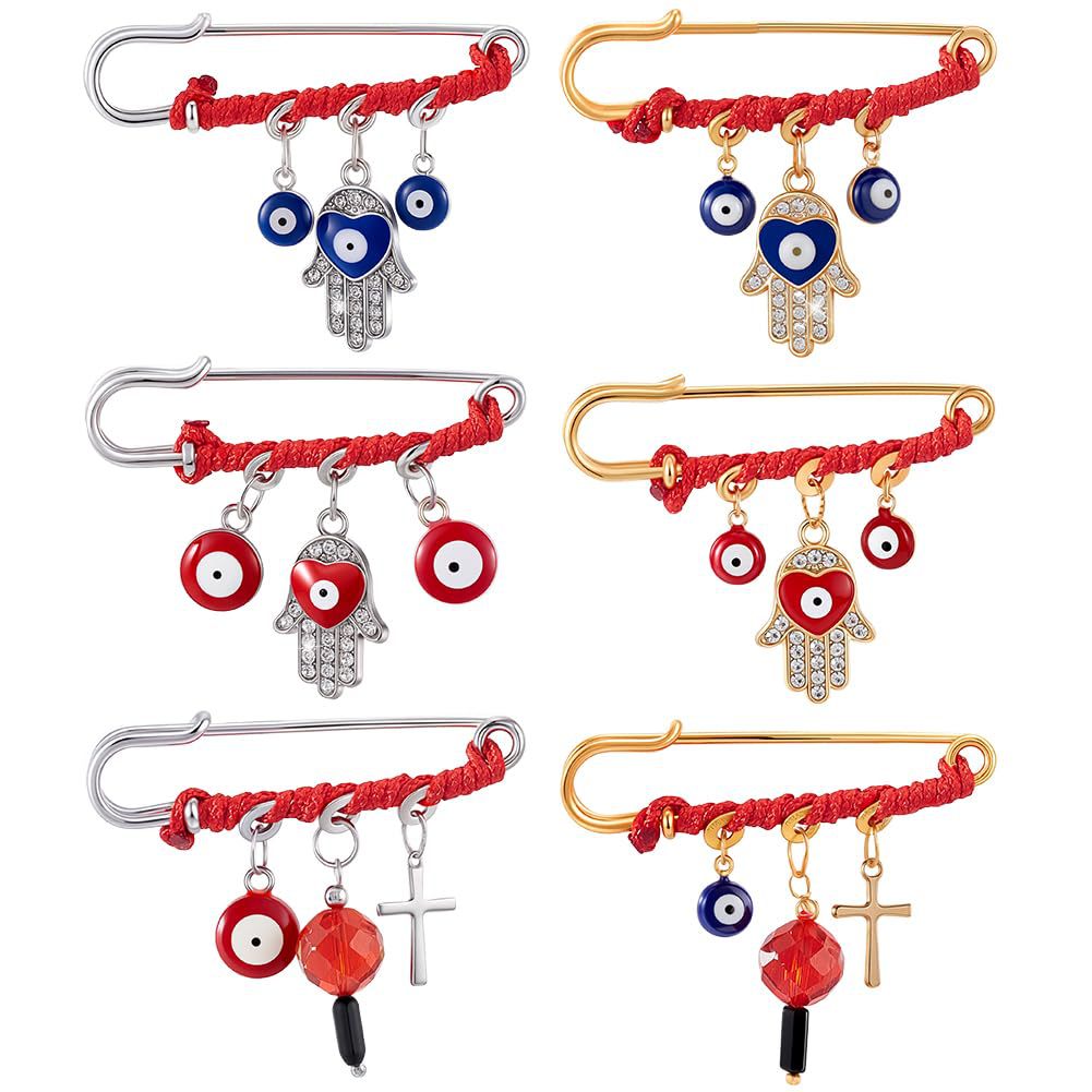 Devil's Eye Brooch for Women Simple Palm Pin Creative Eye Cross Pendant Blue Eye Heart Brooch