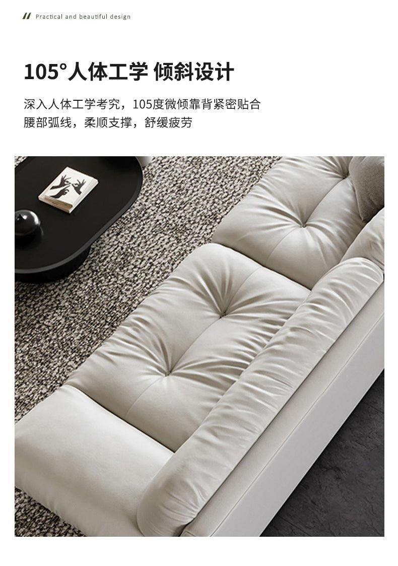Italian Minimalist Living Room Genuine Leather Sofa Designer Straight Small Apartment Cream Style Lazy Cloud Sofa Shipping and tax not included