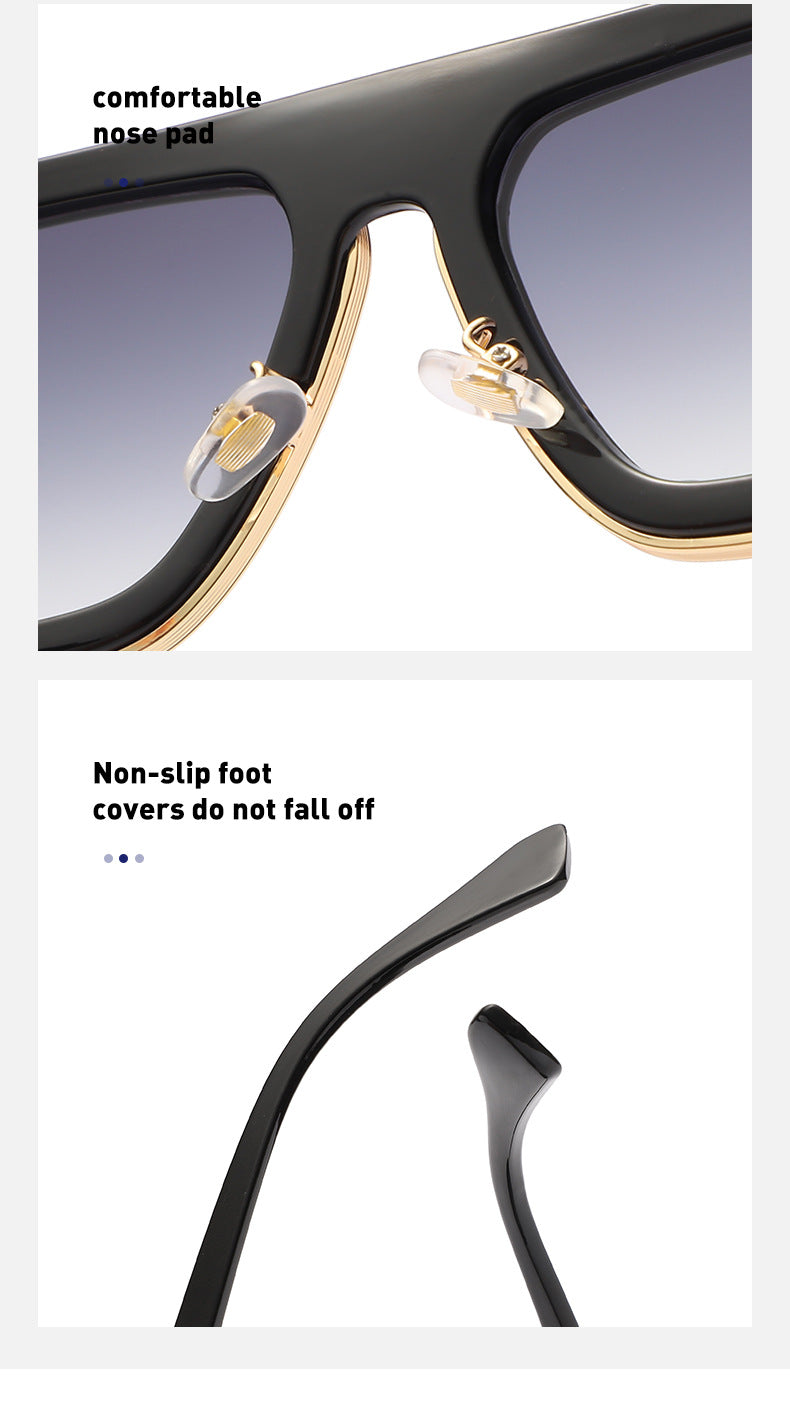 European and American Retro Square Frame Sunglasses for Men, Trendy European and American Punk Style, Internet Celebrity Same Style Sunglasses for Women ins Wind shades