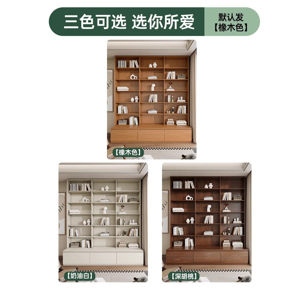 All-Oak Study Room Full-Wall Card Holder Integrated Bookcase Bookshelf Living Room Ceiling-To-Ceiling Solid Wood Display Cabinet