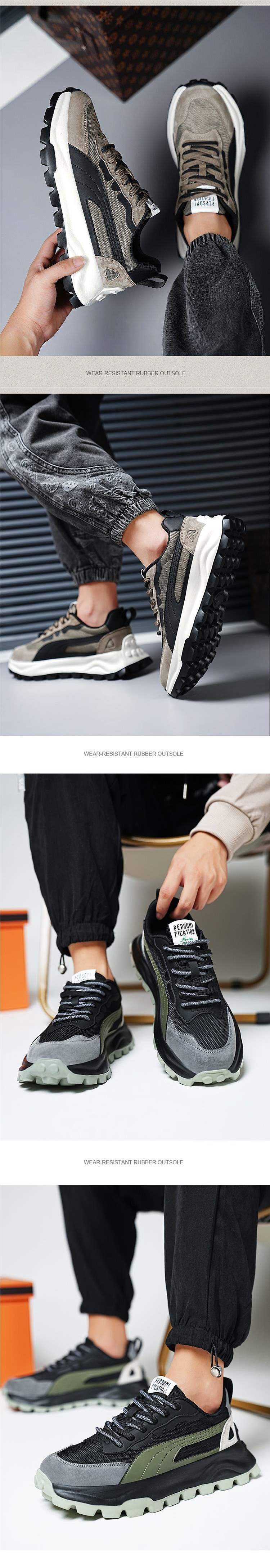Men's Shoes Spring New Versatile Casual Trendy Korean Style Thick-Soled Height-Increasing Sneakers Casual Shoes Dad Shoes