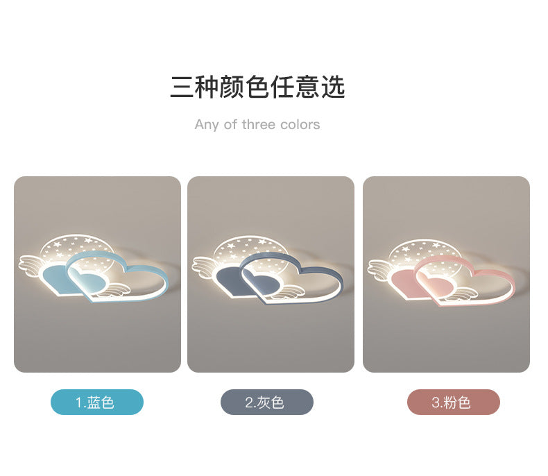 Cozy Eye Protection Bedroom Lamp led Simple Ceiling Light for Boys and Girls Princess Room Bedroom Creative Double Heart Lamp