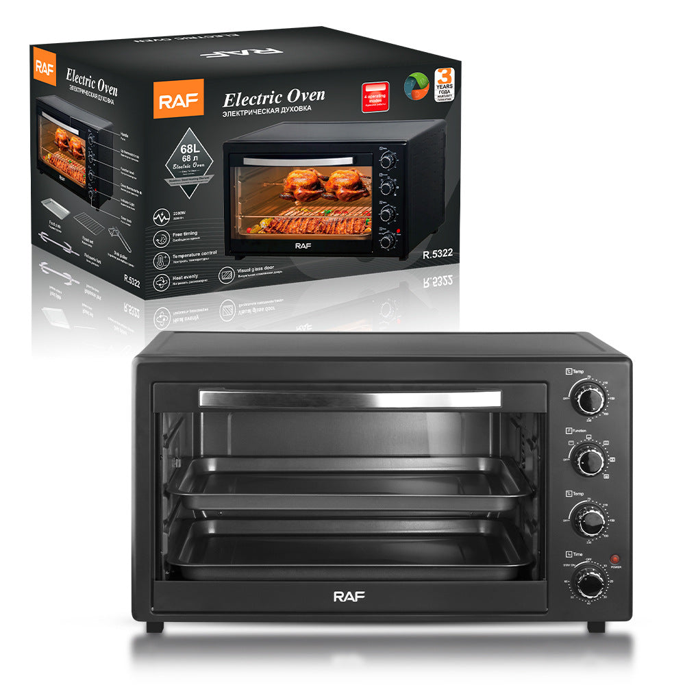 RAF Electric Oven EU Standard68L Multifunctional Household Large Capacity Fully Automatic Smart Oven Fryer with Visible Baking