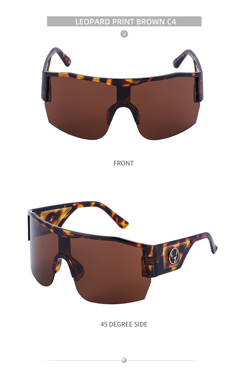 Y2K Millennium Integrated Cycling Sports Sunglasses for Women, European and American Style, Large Frame, Windproof, Half Frame Sunglasses