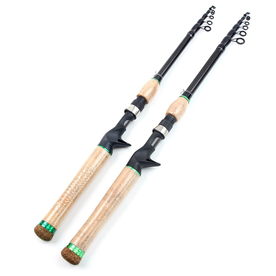 Carbon Fiber Telescopic Lure Rod with Extended Cork Handle, Ultra-Hard European and American Style Popular Bass and Snakehead Fishing Rod