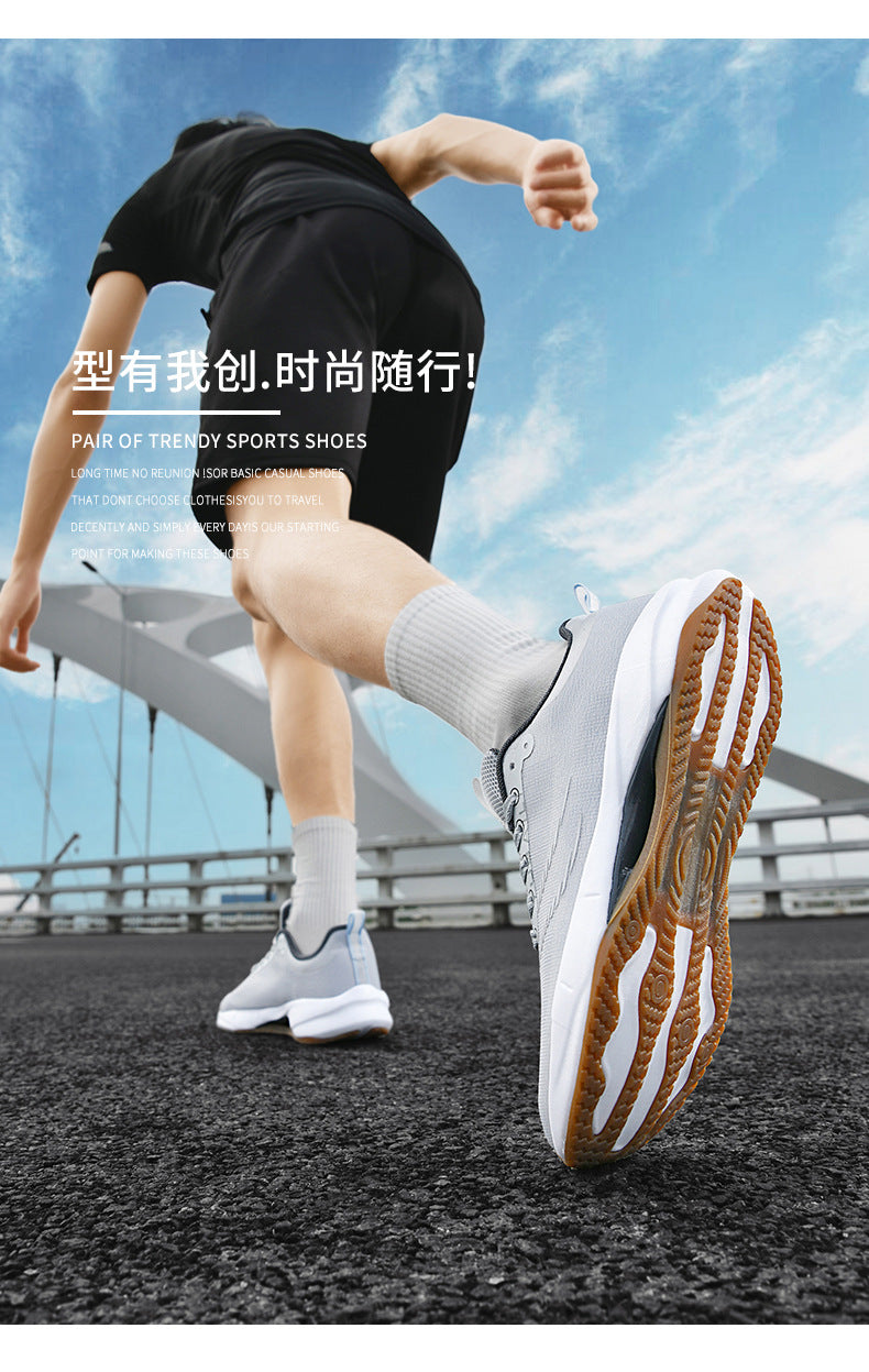 Summer Men's Fashion Breathable Sneakers Student Outdoor Trendy Lace-up Thick-soled Low-top Casual Running Shoes