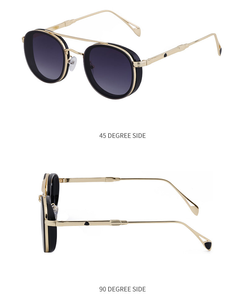 European and American Retro Oval Frame Sunglasses for Men, Side Wrap Small Frame Sunglasses for Women, Trendy Glasses Wholesale shades