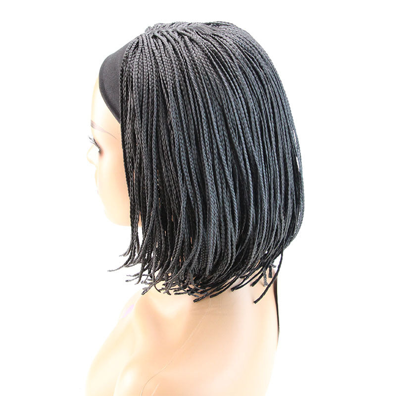 Factory In-Stock African Drawstring Braided Bob Wig Ice Silk Headband Bob headband Braid Wigs