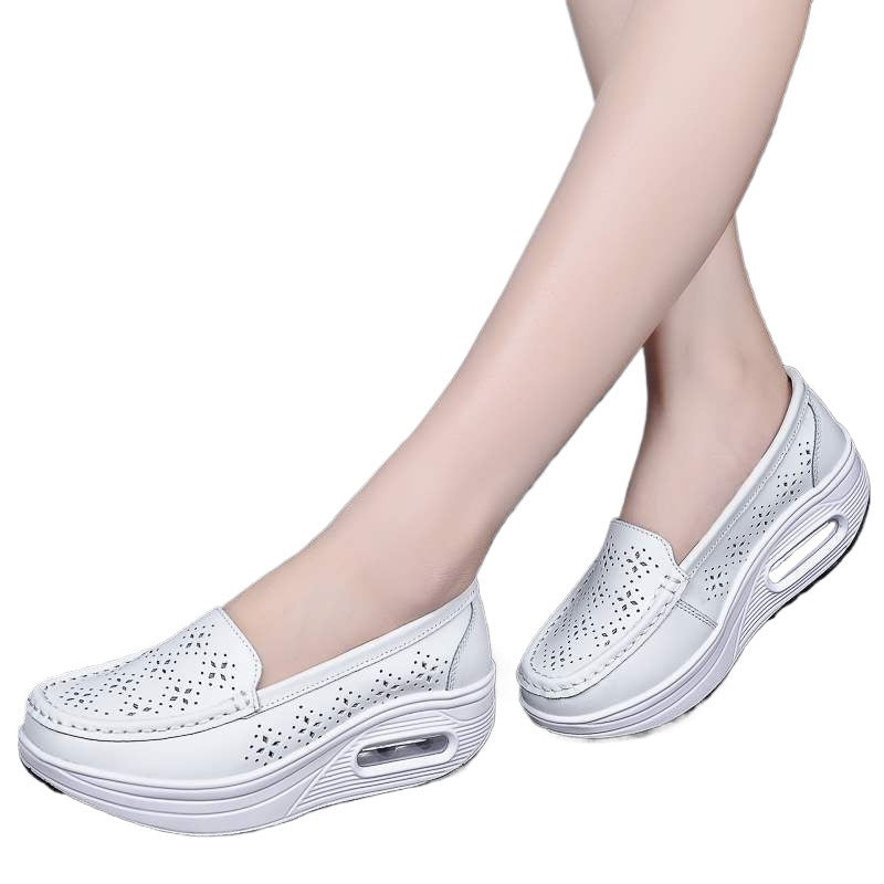 Summer Hollow Breathable Platform Shoes Thick Sole Nurse Shoes Mom Shoes Korean Style Wedge Waterproof Platform Rocking Shoes