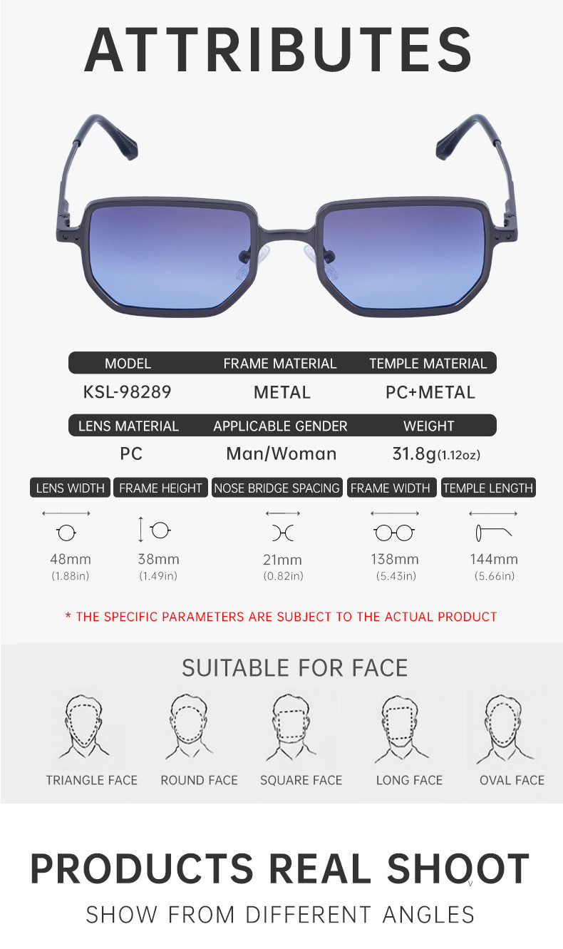 2025New Square Frame Sunglasses for Men with Metal Spring Temples, Sun Protection Glasses, Wholesale for Men shades
