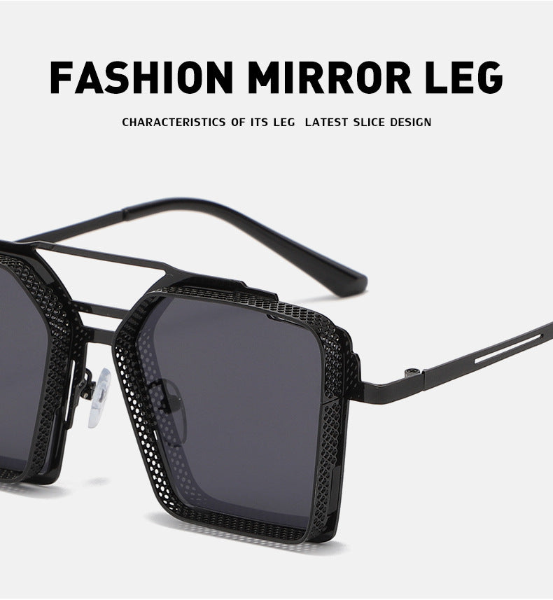 Vintage Steampunk Sunglasses for Men Metal Hollow Square Frame Sunglasses Men's Trendy Glasses sunglasses