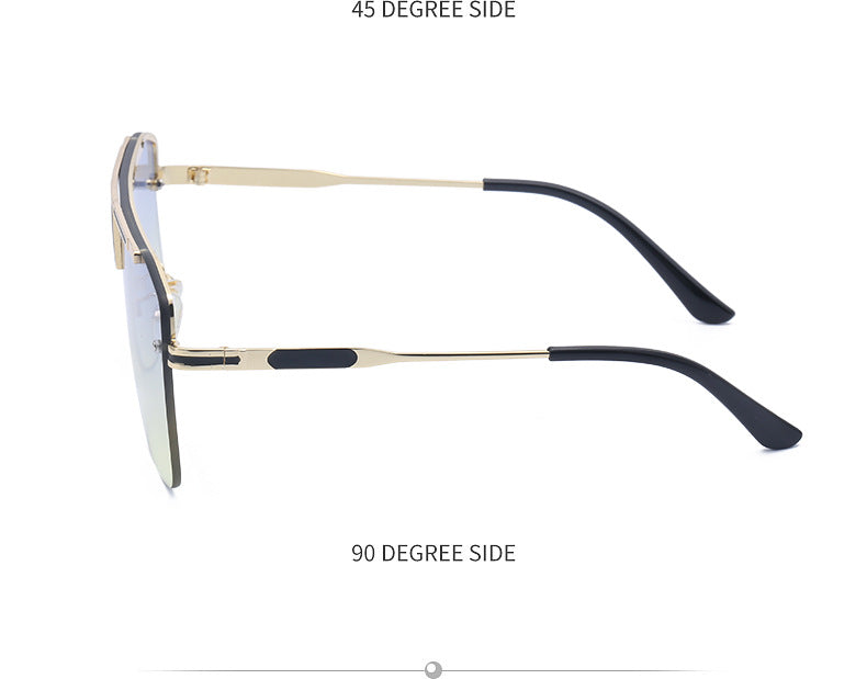 New Large Frame Sunglasses Men's Trendy Cool Fashion Street Style Square Frame Sunglasses Retro Rimless Glasses sunglasses