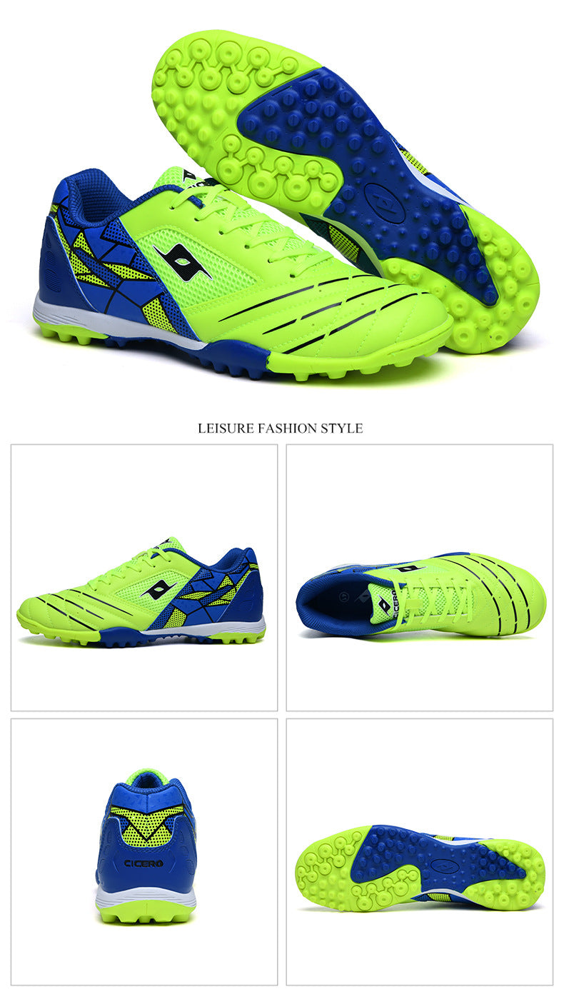 Men's Soccer Shoes TF Velcro Magic Tape Children's Sports Shoes for Primary and Secondary School Students and Teenagers for Sports Competitions and Training