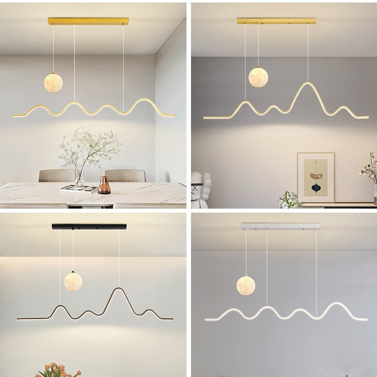 Restaurant Chandelier Light Luxury Dining Room Dining Table Bar Modern Minimalist Moon Lamp Minimalist Long Strip Guangdong Zhongshan Factory