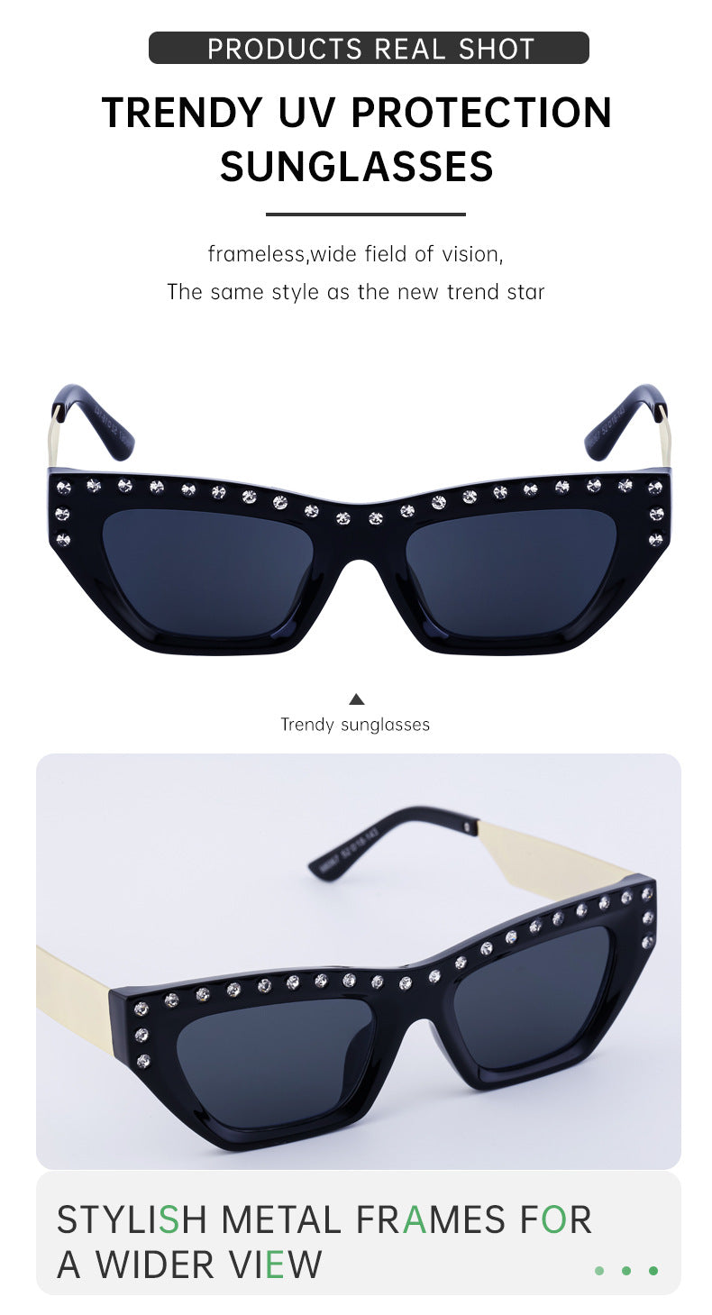 New Fashion Cat Eye Sunglasses for Women Trendy High-end Rhinestone Sunglasses Wholesale sunglasses