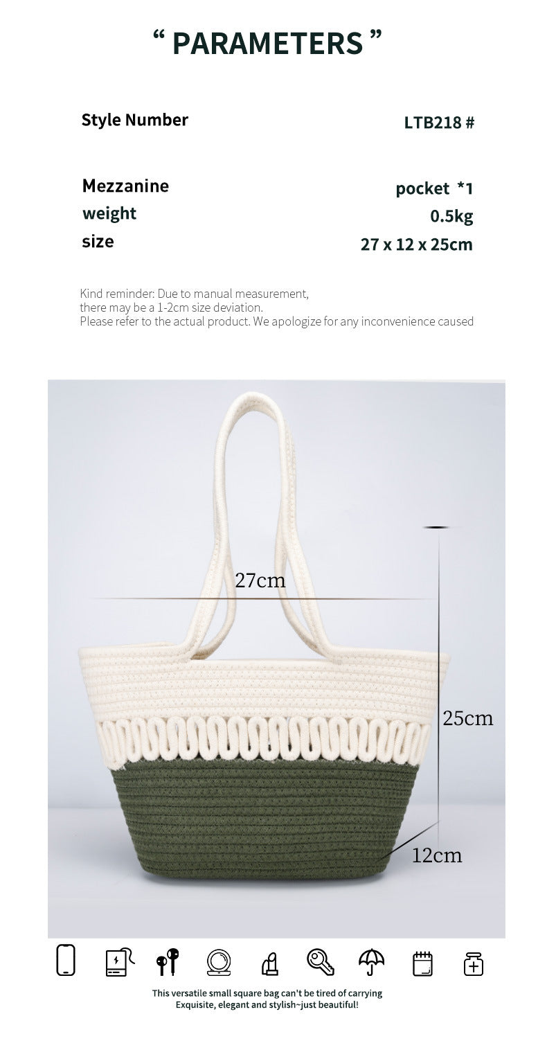 Single Shoulder Bag Hollow Summer Woven Bag New Large Capacity French Straw Bag Beach Vacation Beach Bag for Women