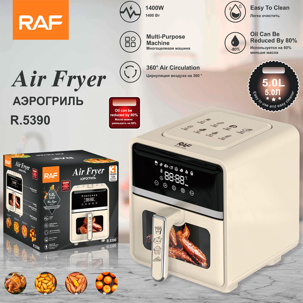 RAF European Standard Large Capacity Household Oil-Free Fryer Smokeless Electric Grill Electric Cooking Pot Air Fryer5L